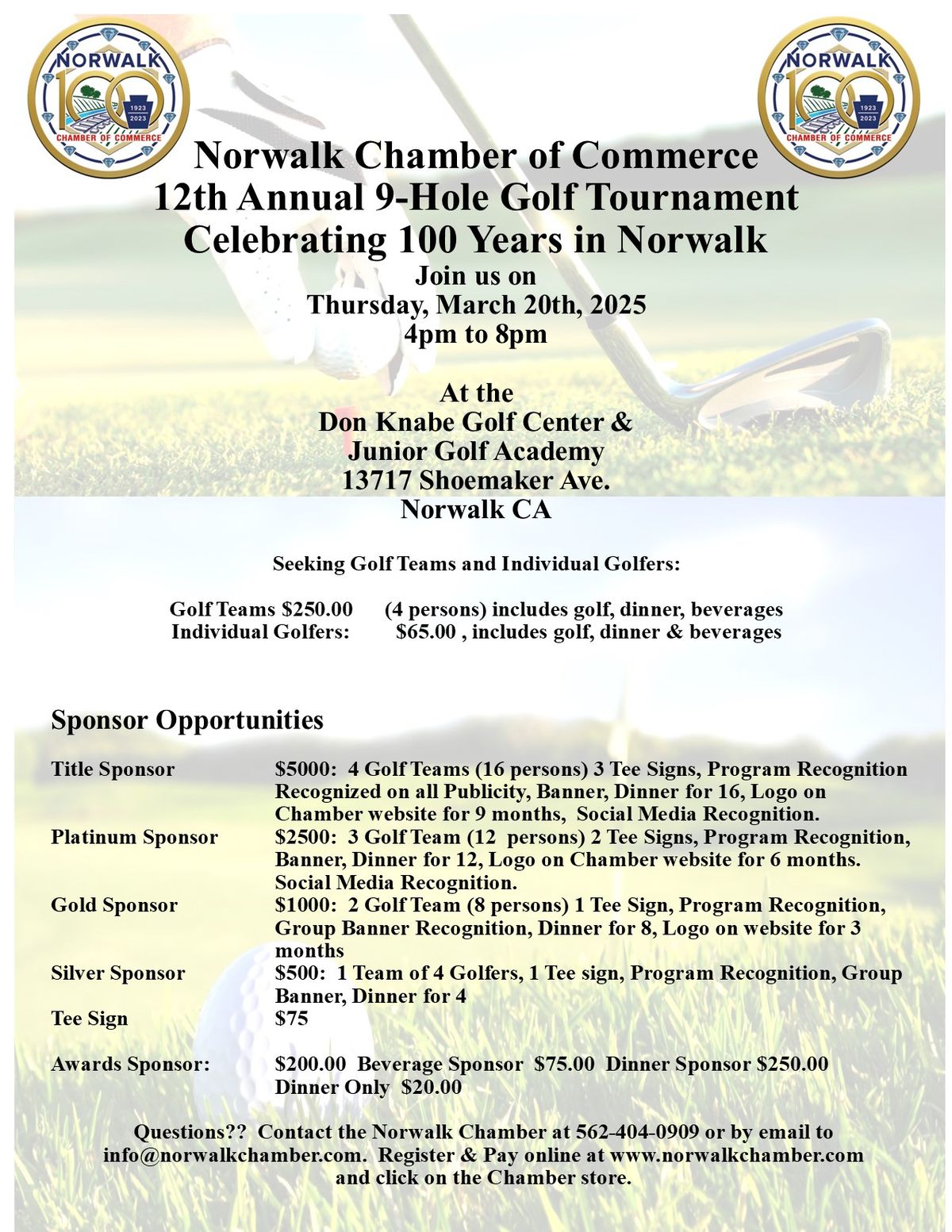 12TH ANNUAL 9-HOLE GOLF TOURNAMENT