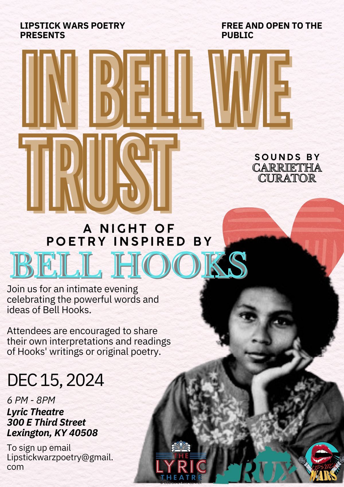 \u201cIn Bell We Trust\u201d A Night of poetry readings inspired by Bell Hooks