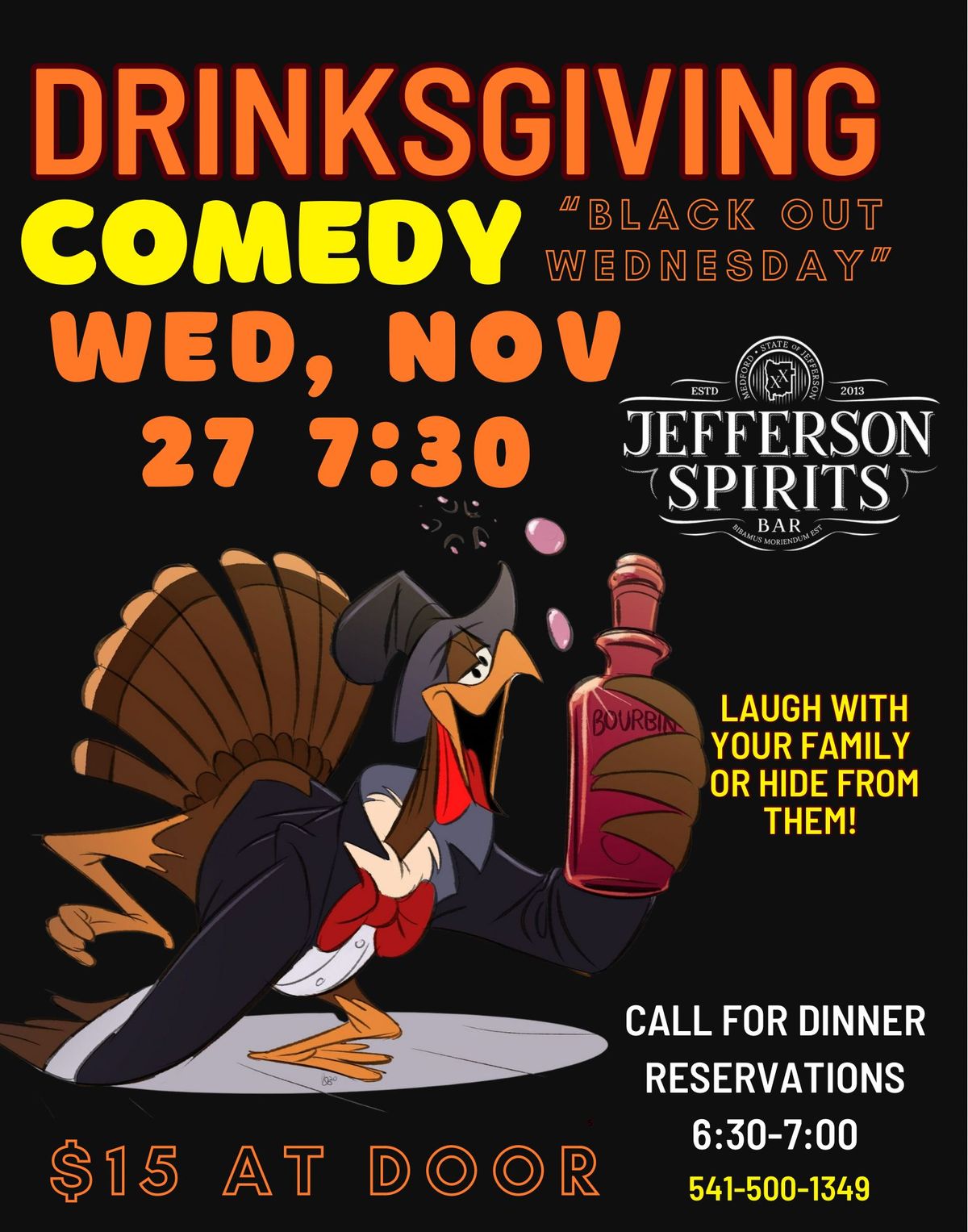 Drinksgiving Comedy at Jefferson Spirits 