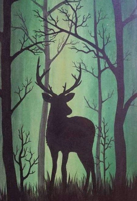 Silhouette in the Mystic Forest Paint & Sip