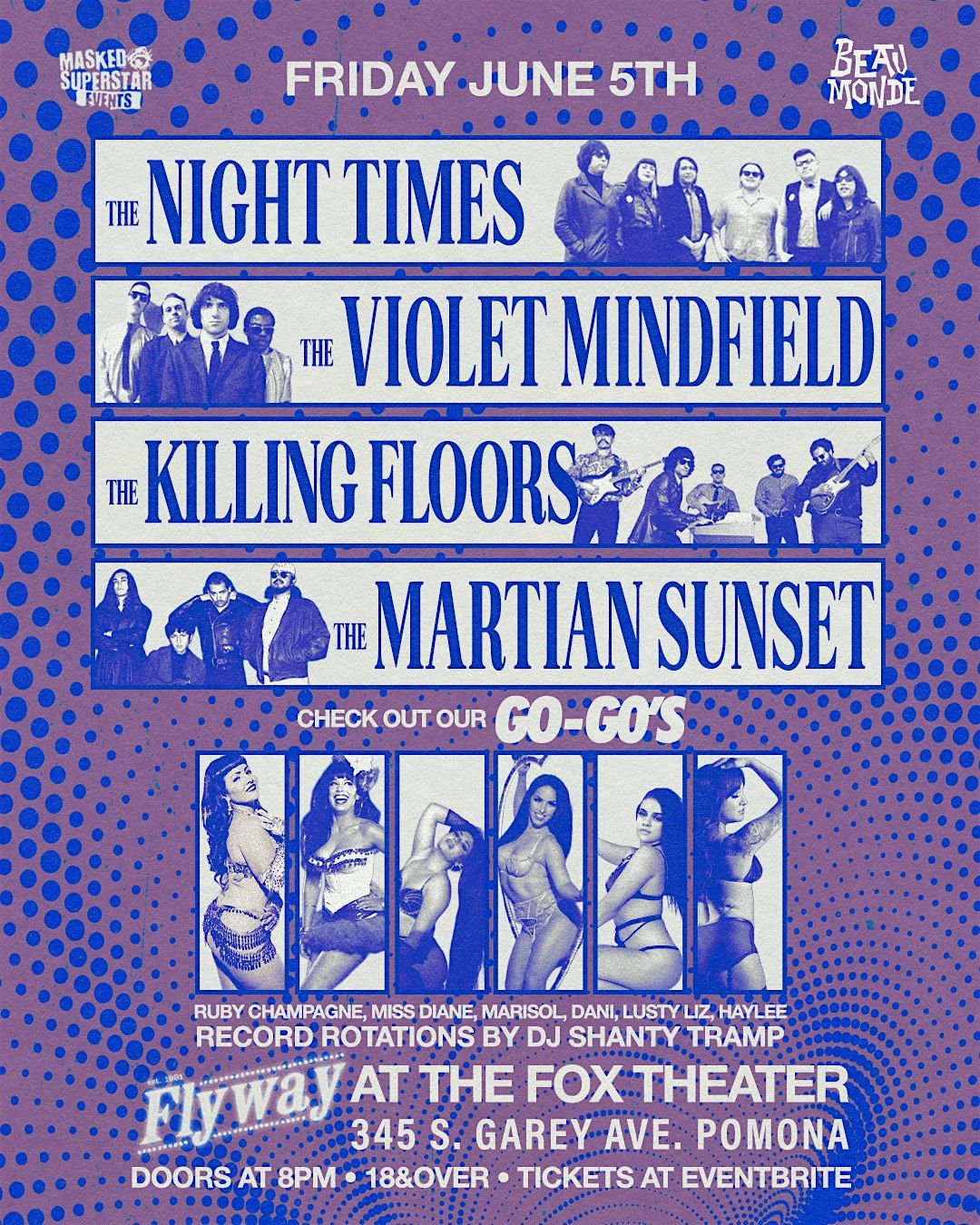 The Night Times, Violet Mindfield, Killing Floors @ The Flyway in Pomona