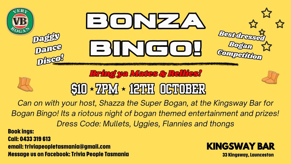 Bonza Bingo at Kingsway Bar!