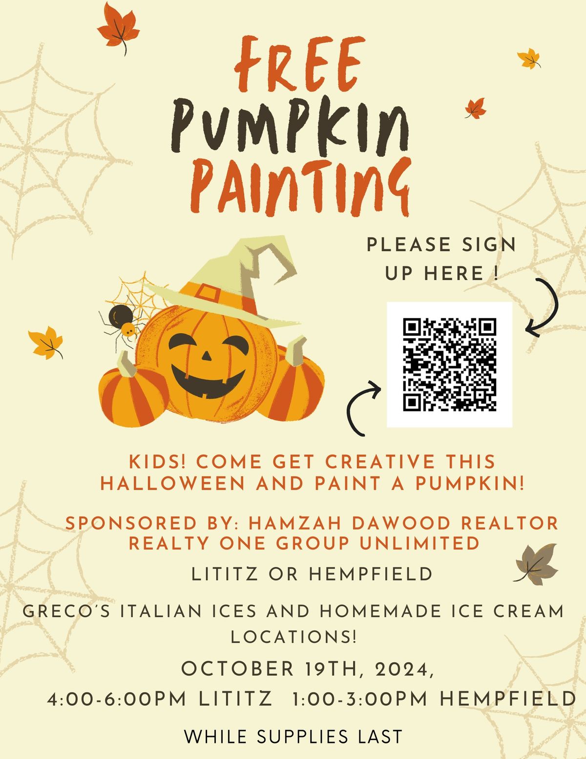 Greco\u2019s Third Annual Free Pumpkin Painting Event\ud83c\udf83