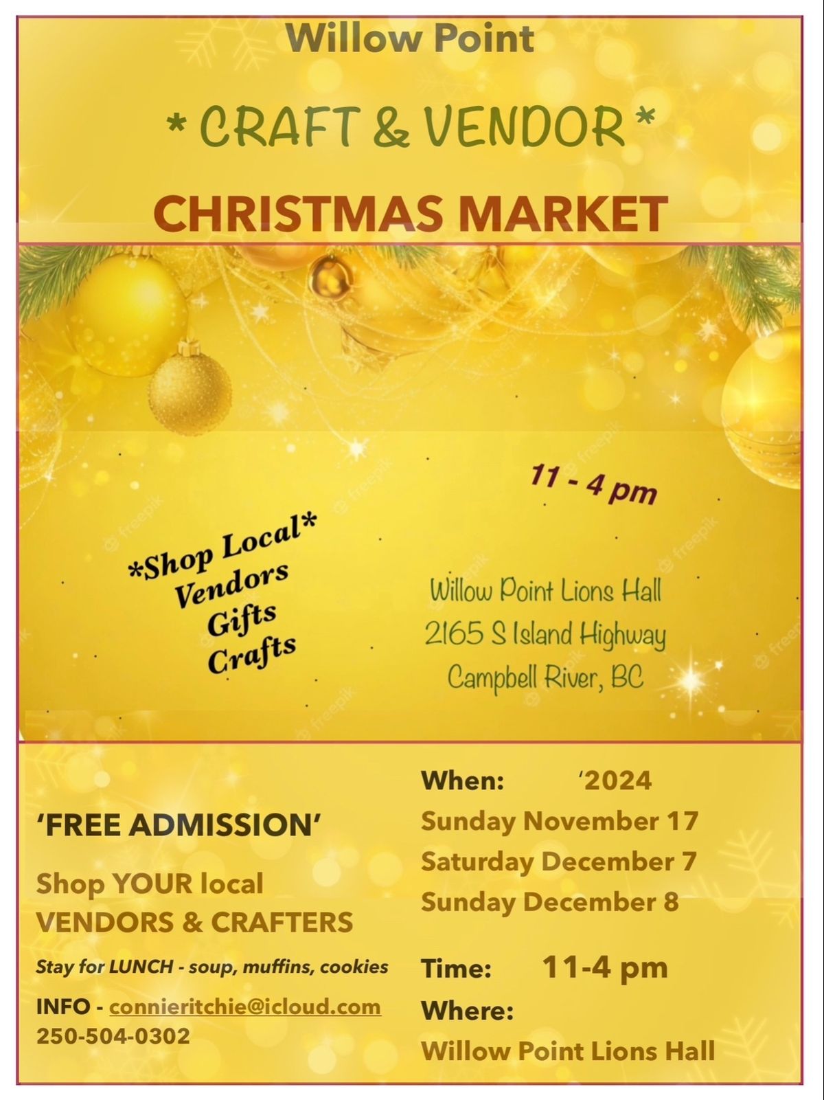 Willow Point \u2018Craft & Vendor\u2019 Christmas Market