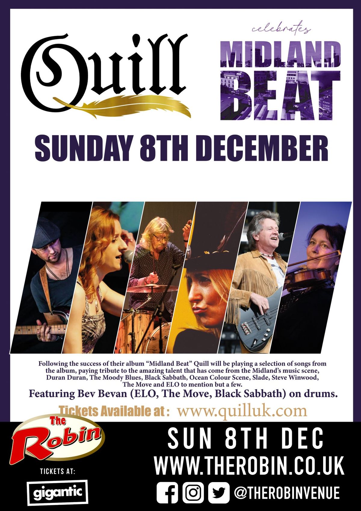   The Robin, Bilston - 8th December: Quill featuring Bev Bevan