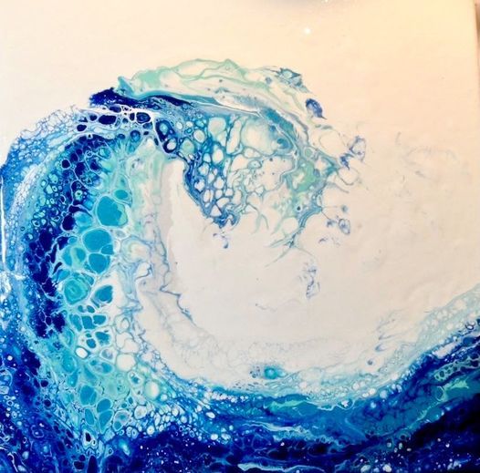 Learn to Acrylic Pour (Ocean Wave using Swipe Technique) a great one for surf lovers