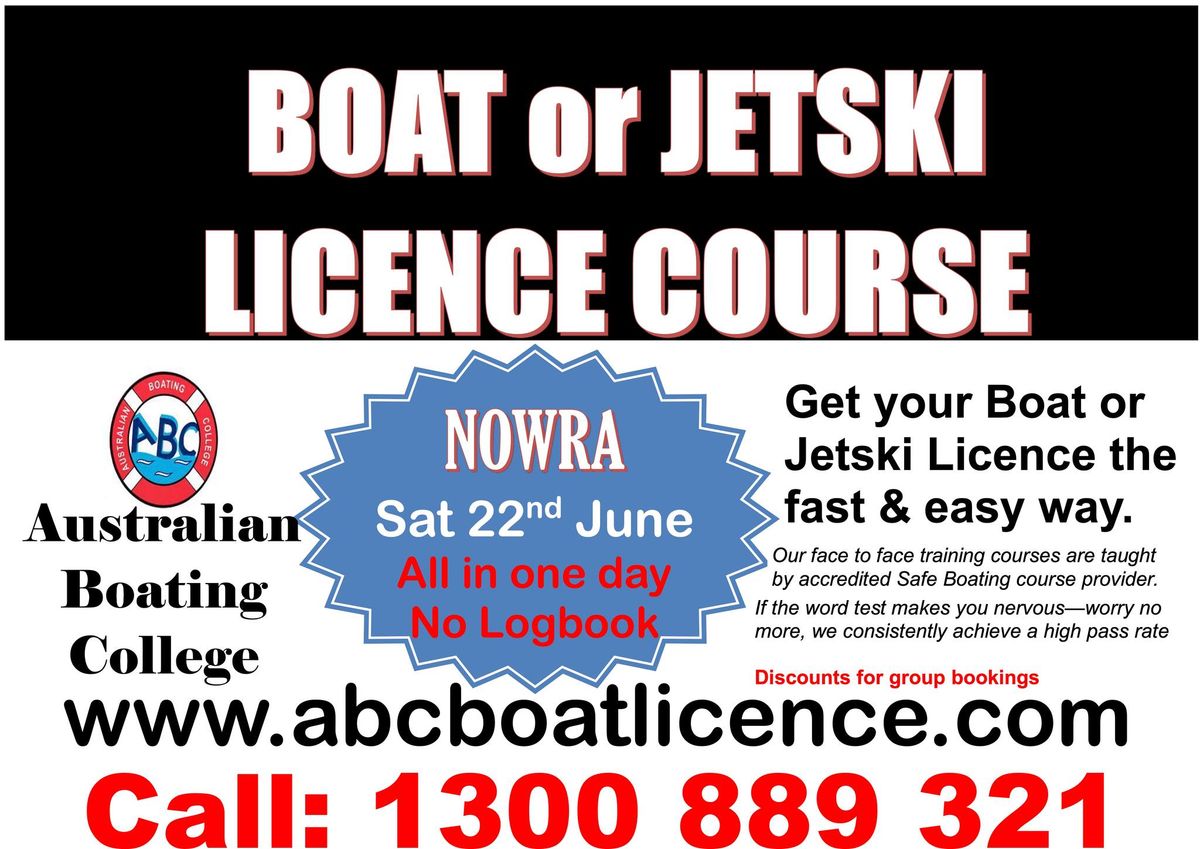 Boating Licence & PWC. Complete in one day ***No Log Book Required****