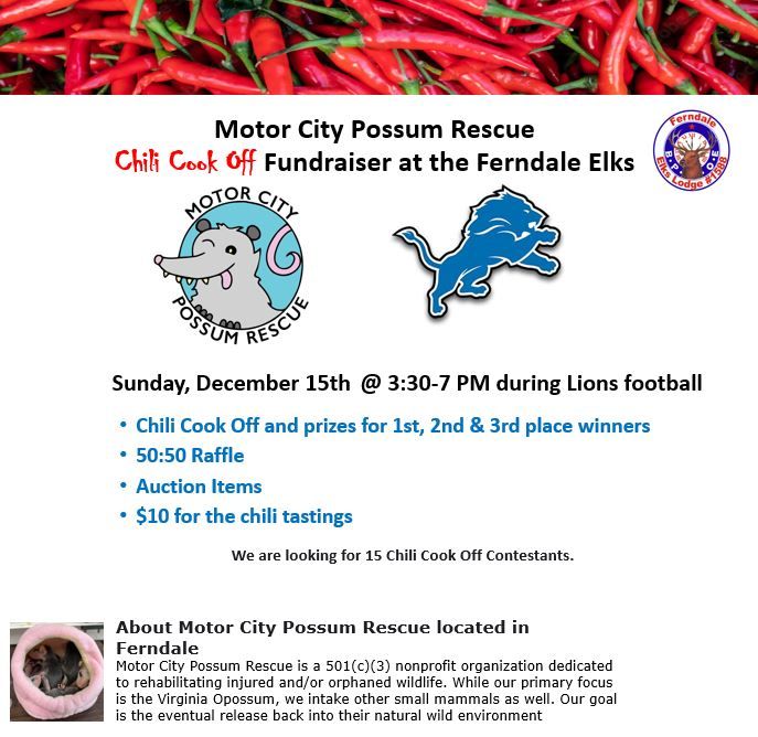 Motor City Possum Rescue Chili Cook Off