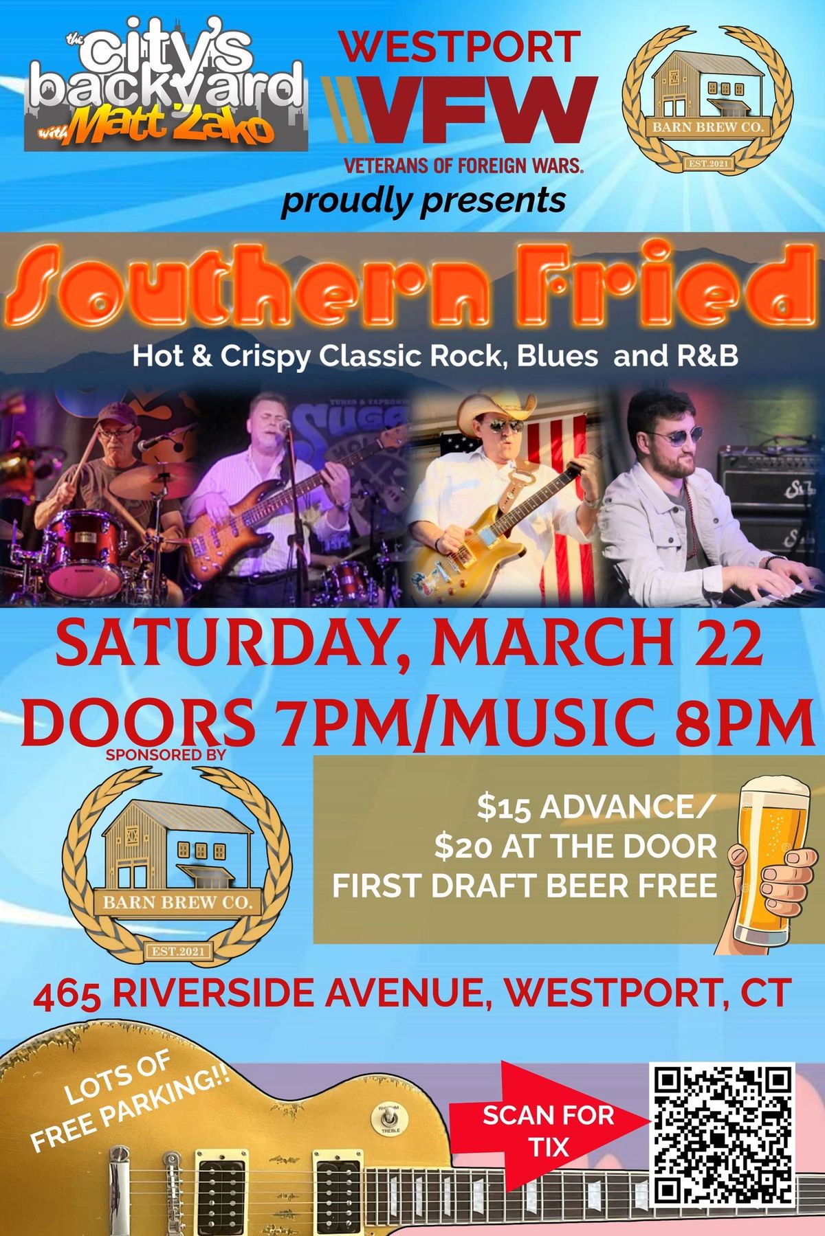 SOUTHERN FRIED BAND rocks WESTPORT VFW Saturday March 22nd 7pm!