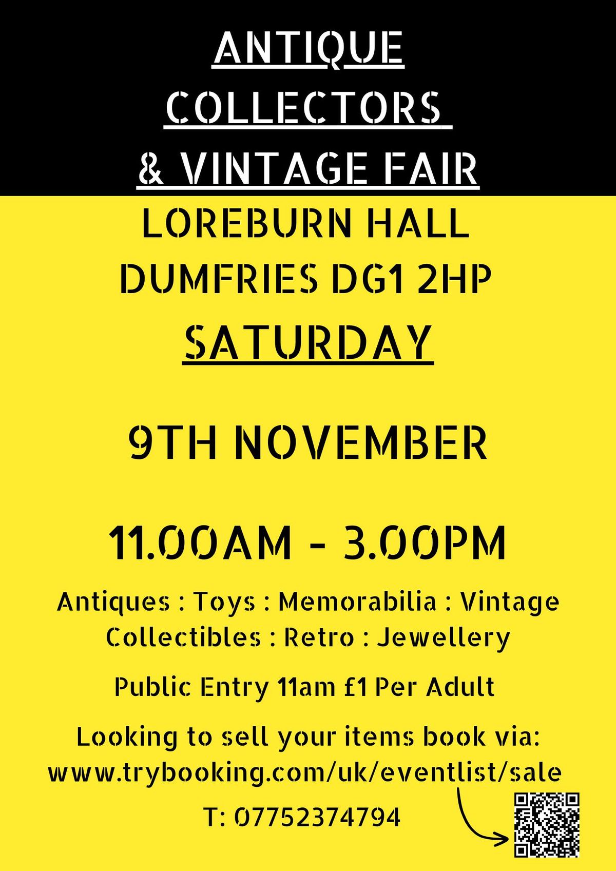 Dumfries Antique, Collectors & Vintage Fair at The Loreburn Hall, Dumfries DG1 2HP 09\/11\/2024