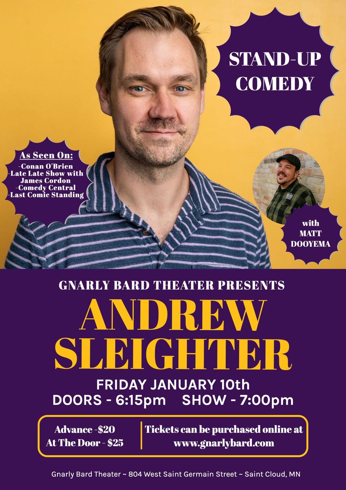 Comedy Night with Andrew Sleighter at Gnarly Bard! 