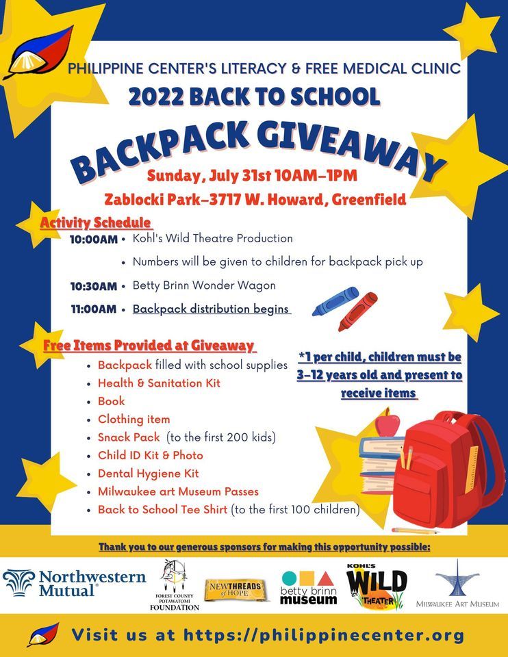 2022 Backpack and School Supply Giveaway