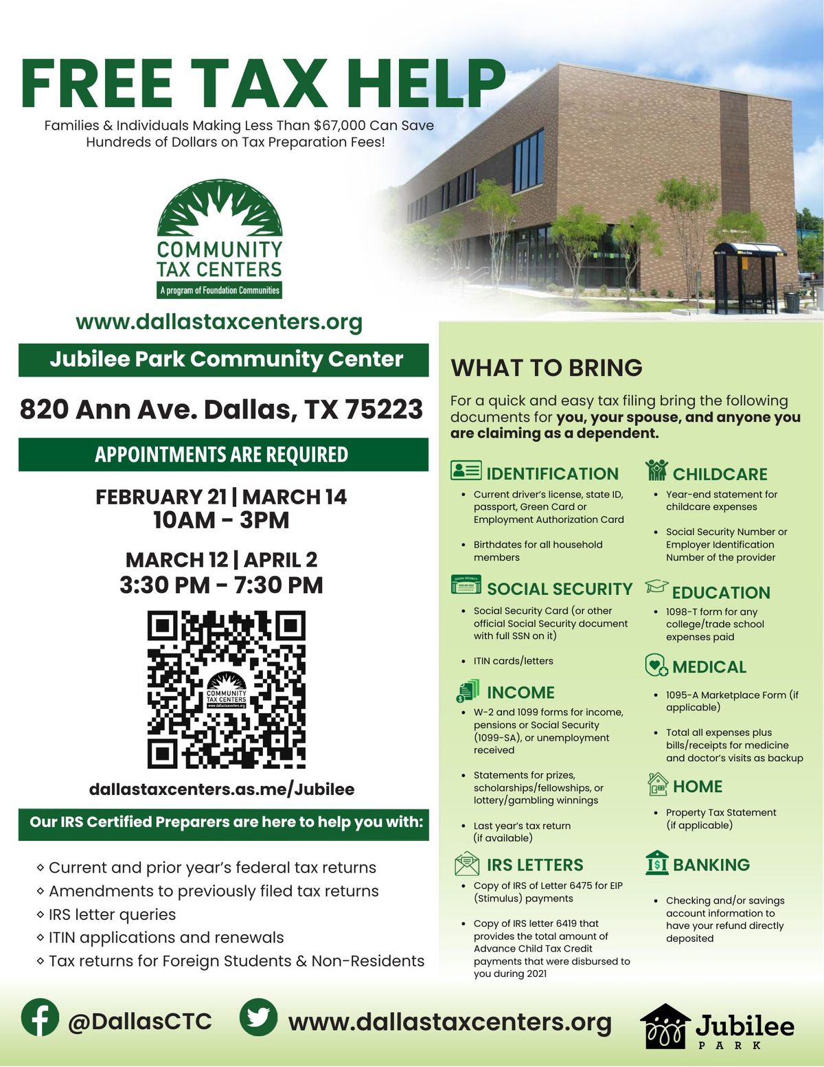 Free Tax Prep Workshops (Preparaci\u00f3n de impuestos gratis)