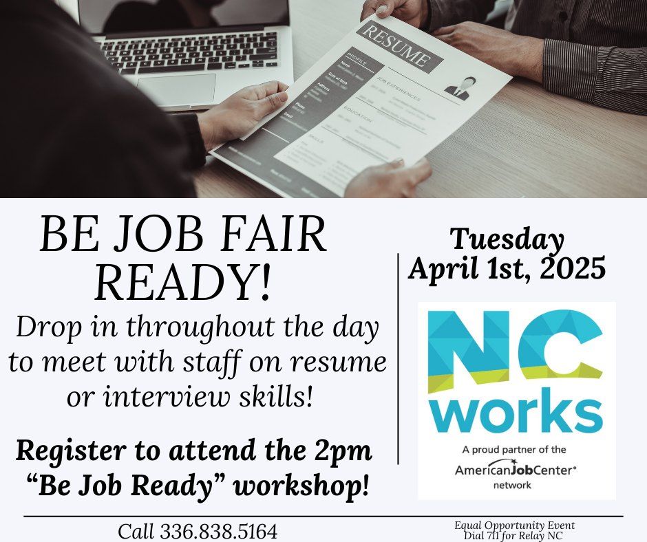 Be Job Fair Ready (Drop In OR 2pm Workshop)