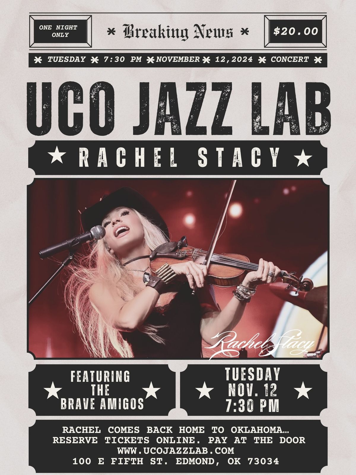 Rachel Stacy Homecoming Show at UCO JAZZ LAB 