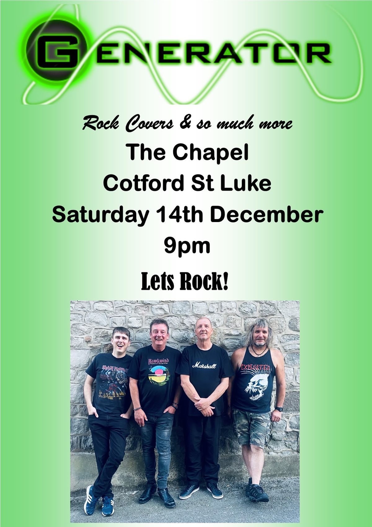 Generator Live at The Chapel Cotford St Luke