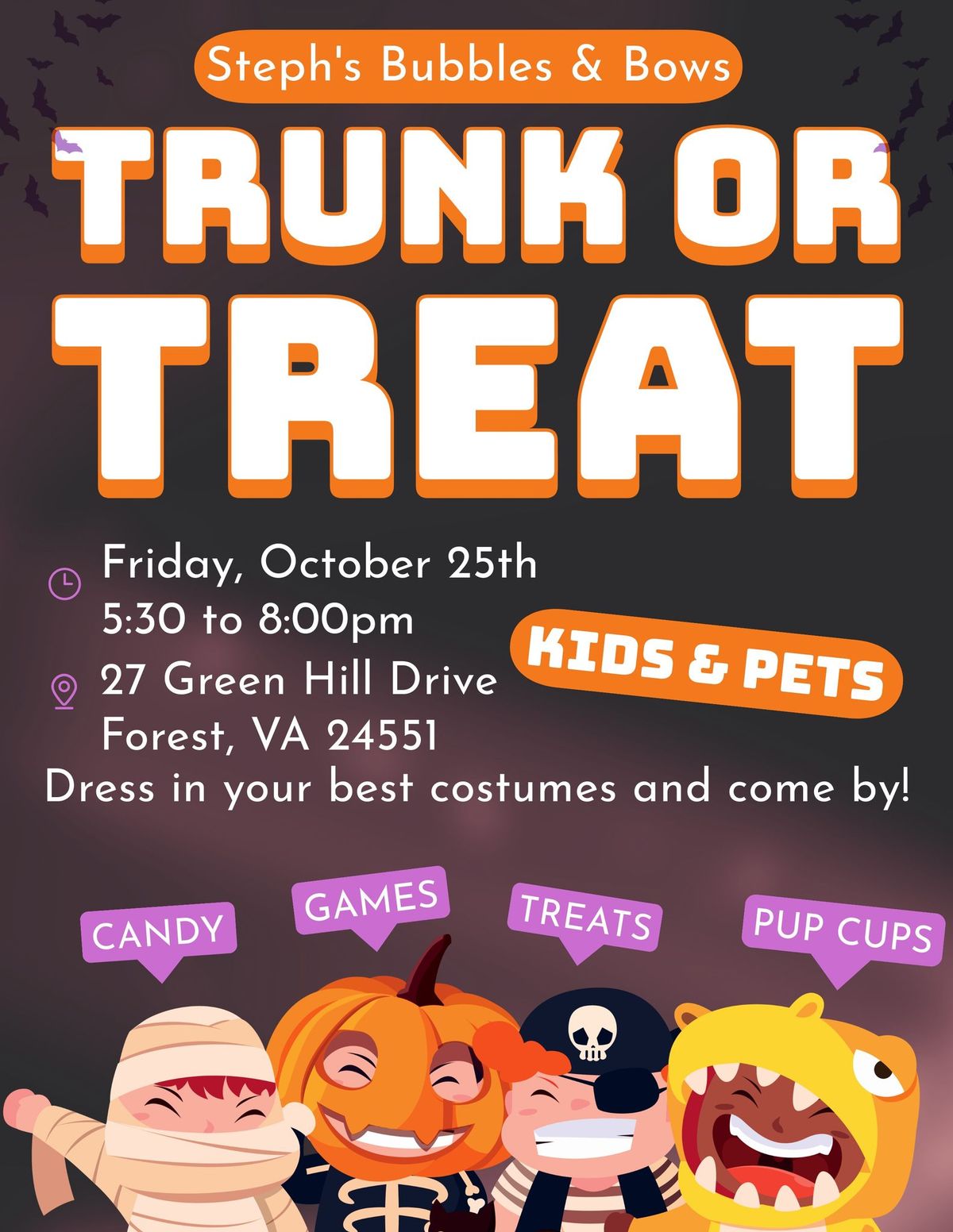 Trunk or Treat for kids & pets!