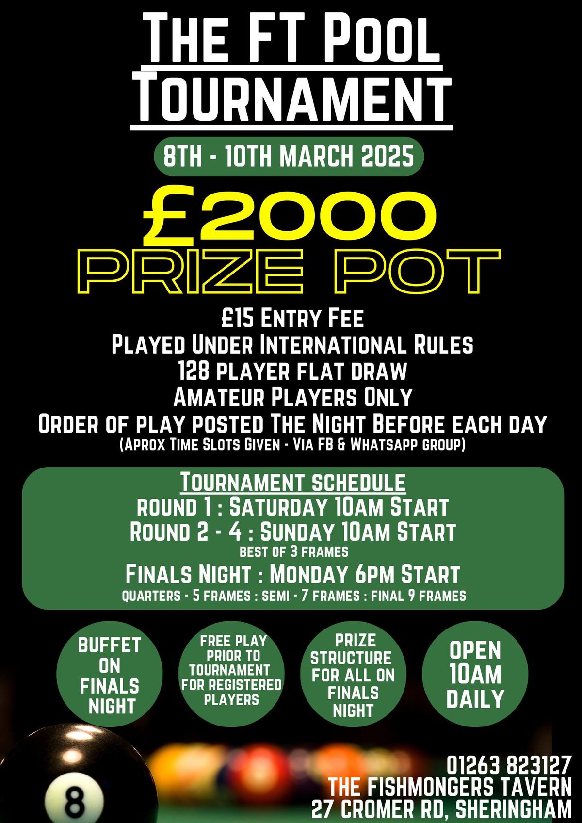 FT Pool Tournament - \u00a32000 Prize Pot