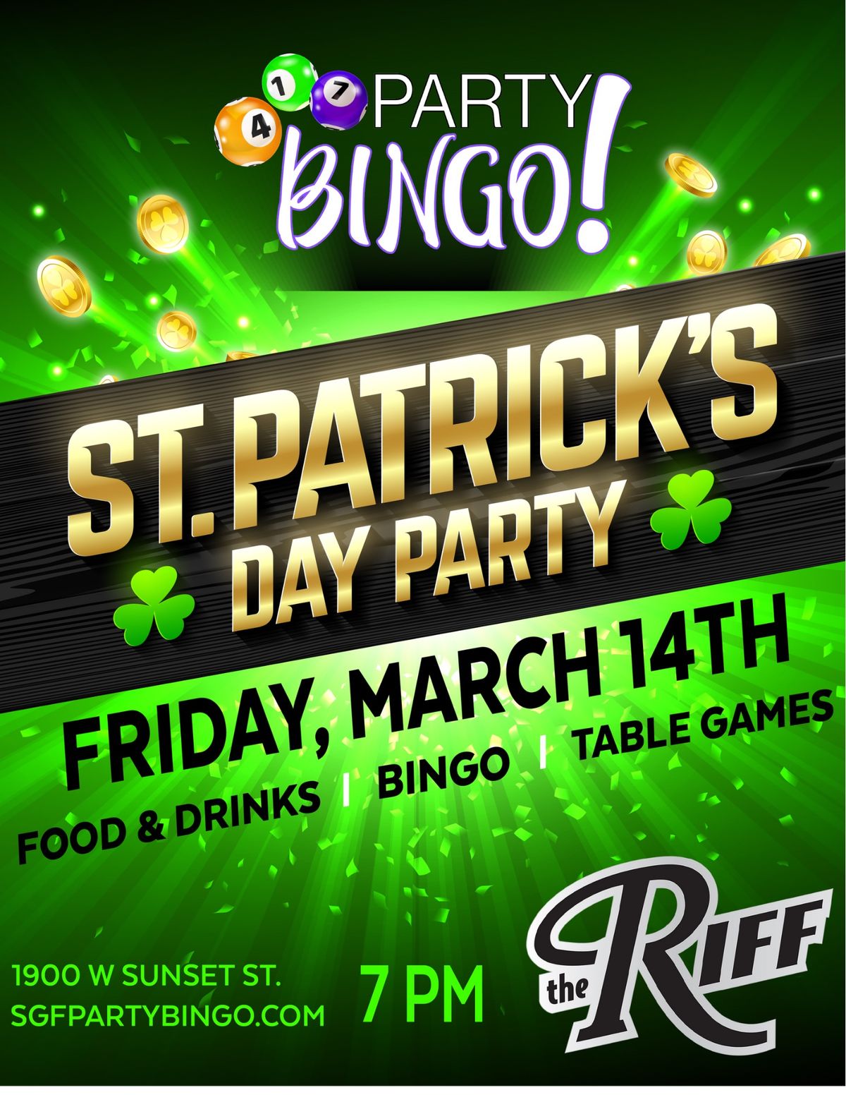 Party Bingo at The Riff- St Patty\u2019s \u2618\ufe0f