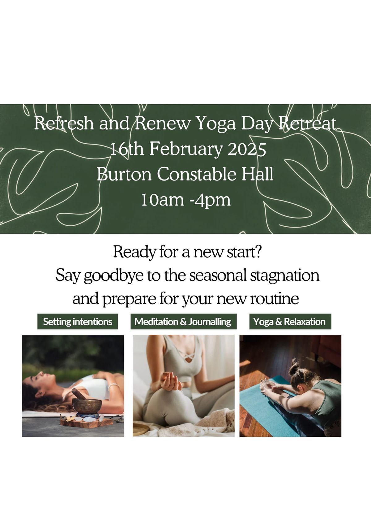 FULLY BOOKED  Refresh & Renew Yoga Retreat Day