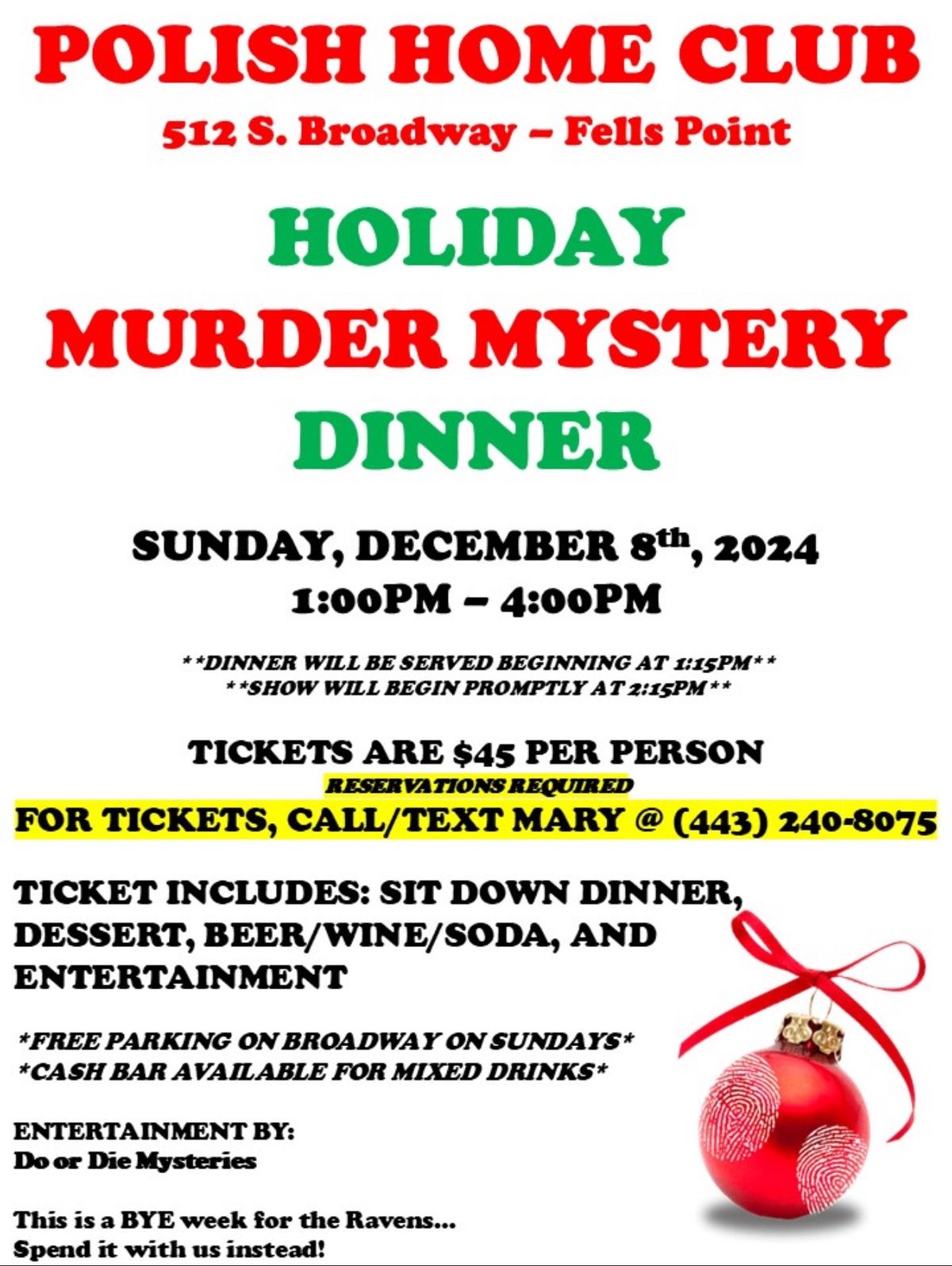 Holiday Murder Mystery Dinner