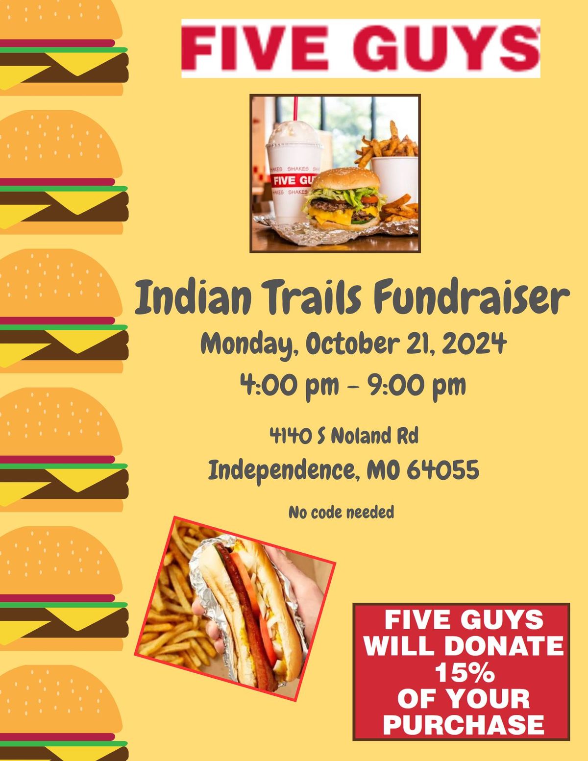 Indian Trails PTO Fundraiser @ Five Guys 