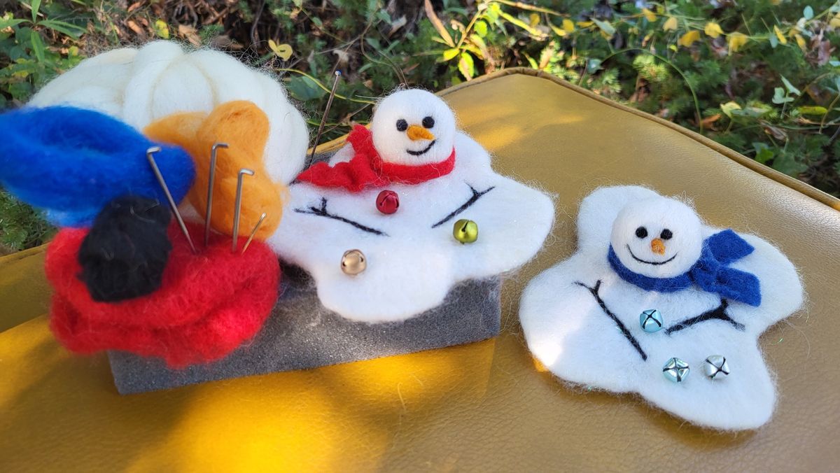 Needle-Felted Wool Melting Snowman