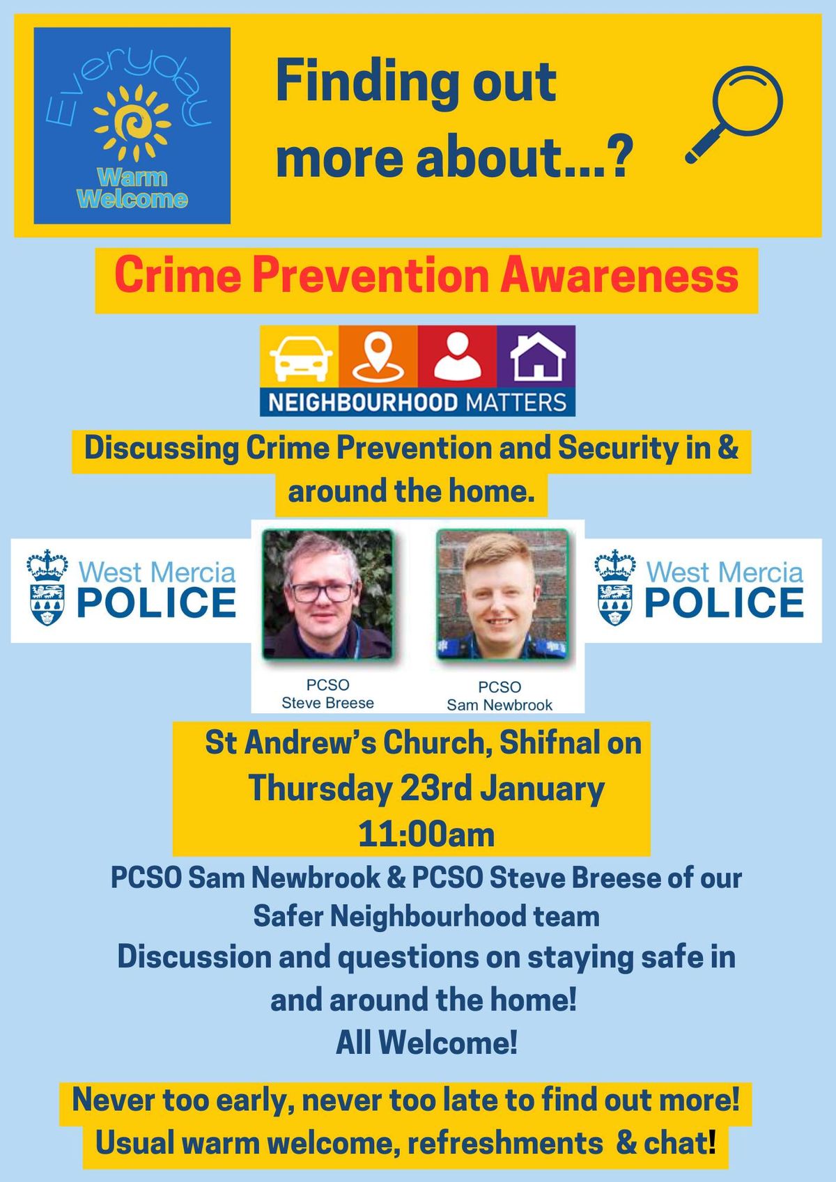 Everyday Welcome - Crime Prevention Info Session by West Mercia Police