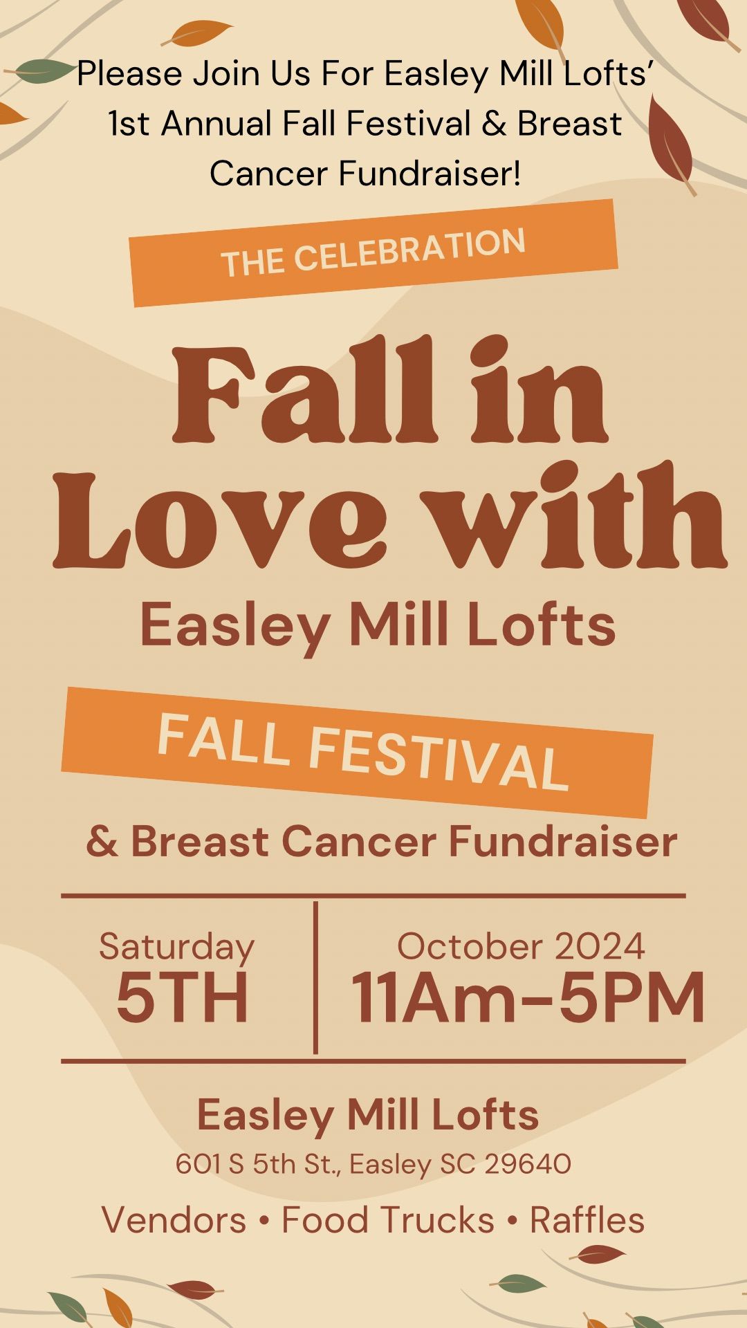 FALL in Love with EASLEY MILL LOFTS Fall festival & Breast Cancer Fundraiser 