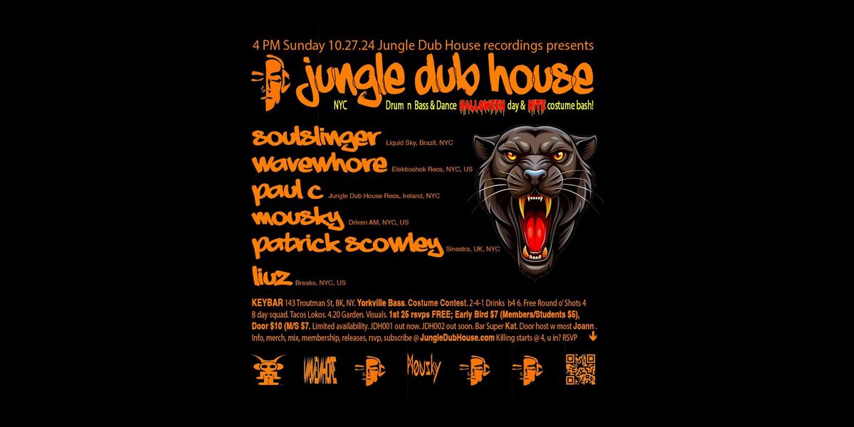 Jungle Dub House: NYC Drum n Bass & Dance Halloween Day n Nite bash!