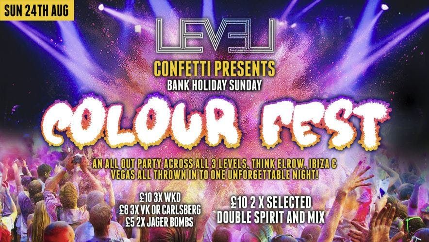  Bank Holiday Sunday Confetti Presents Colour Fest
