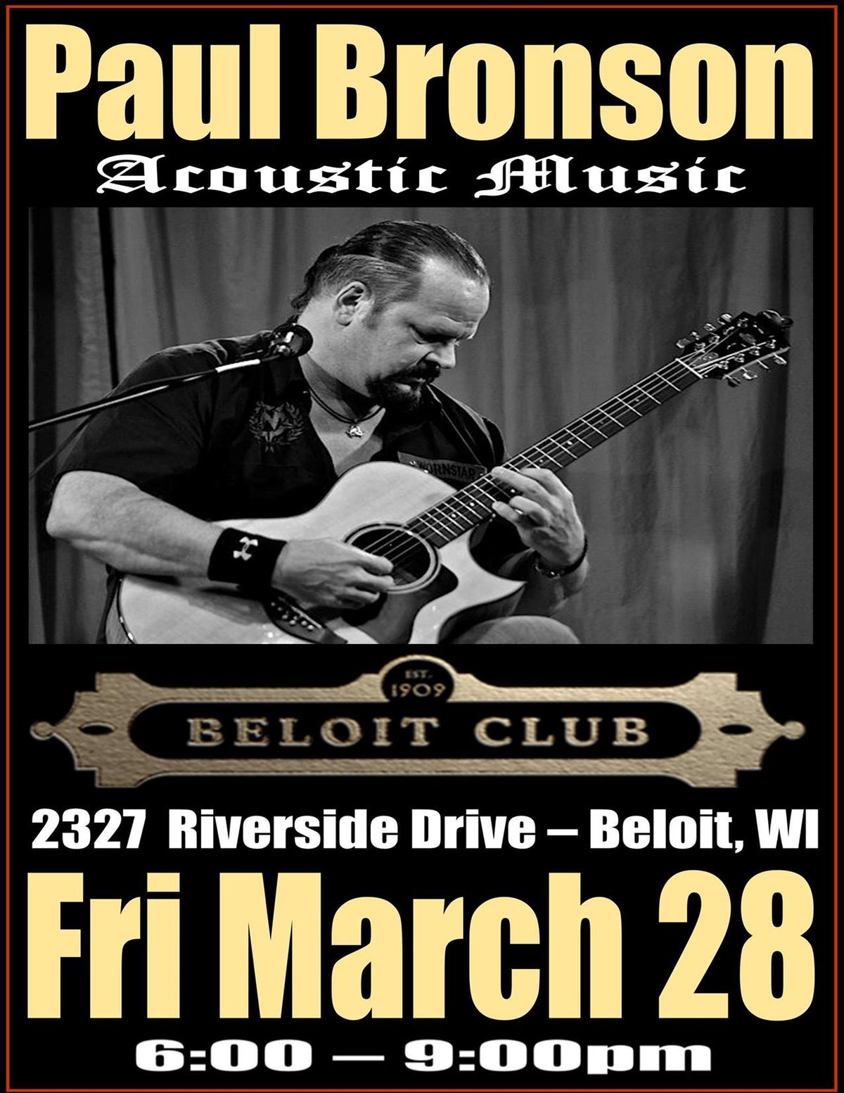 Paul Bronson Acoustic Music @ Beloit Club - Beloit, WI - Friday, March 28th