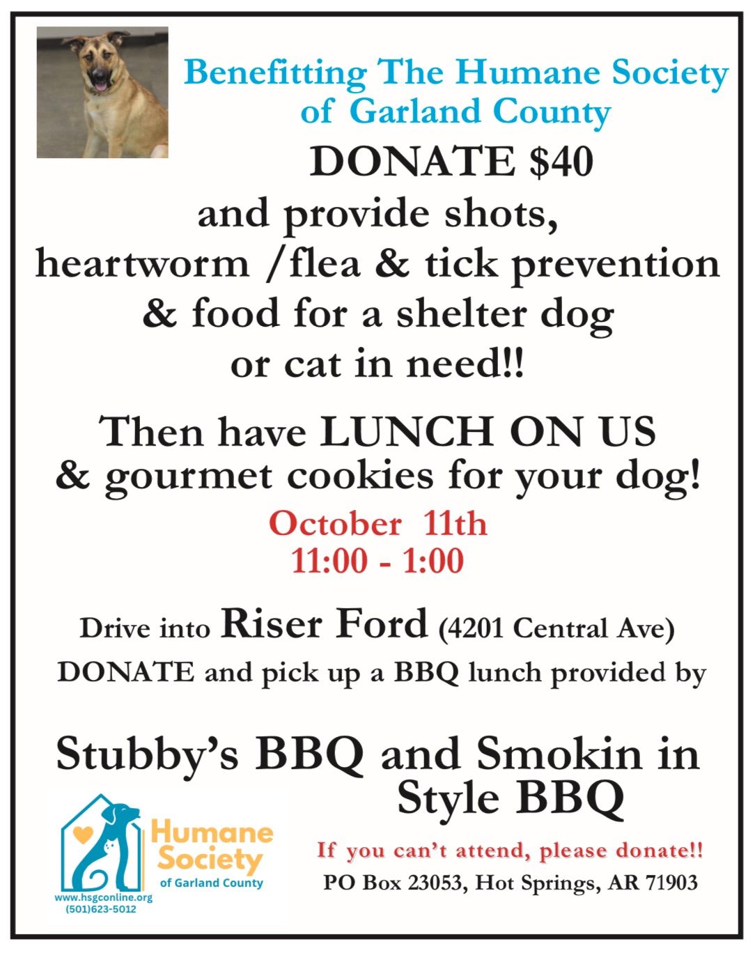 Paw-Lickin BBQ Drive for Humane Society of Garland County