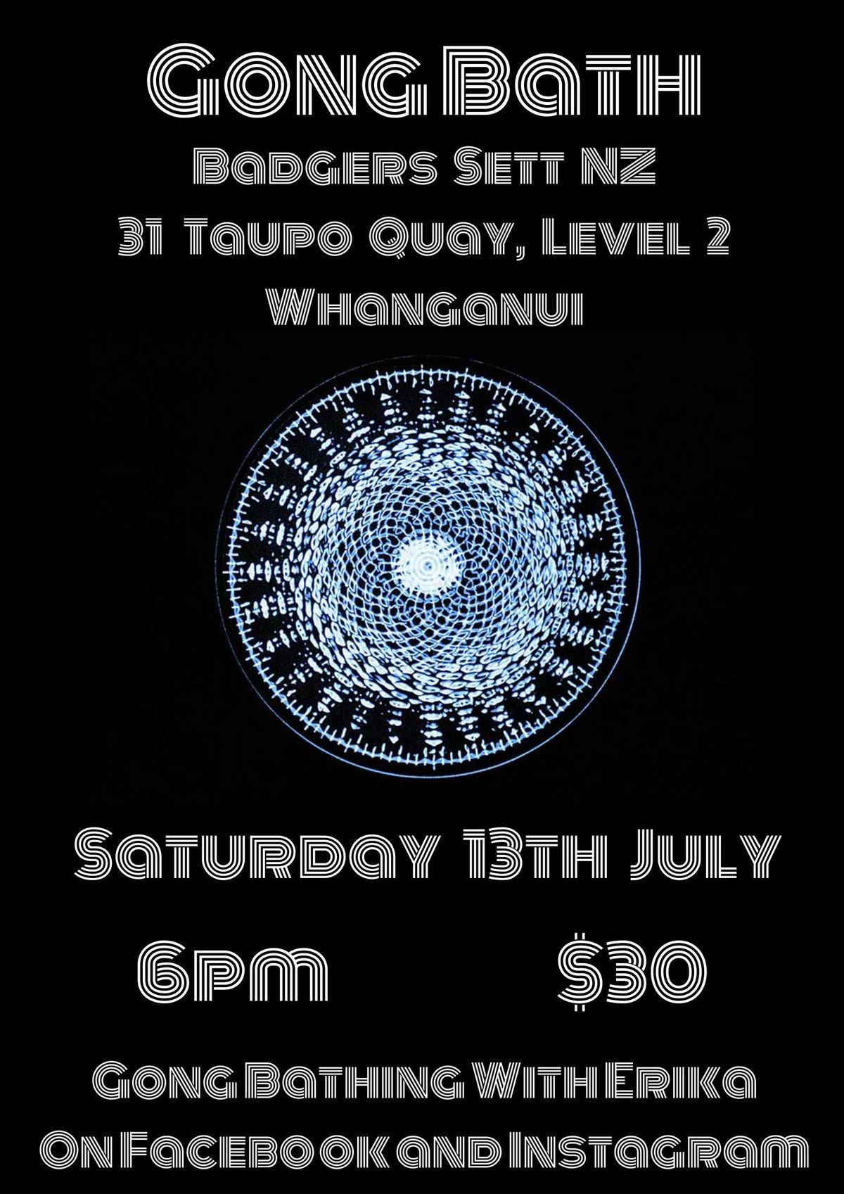 Gong Bath at Badgers Sett, Whanganui