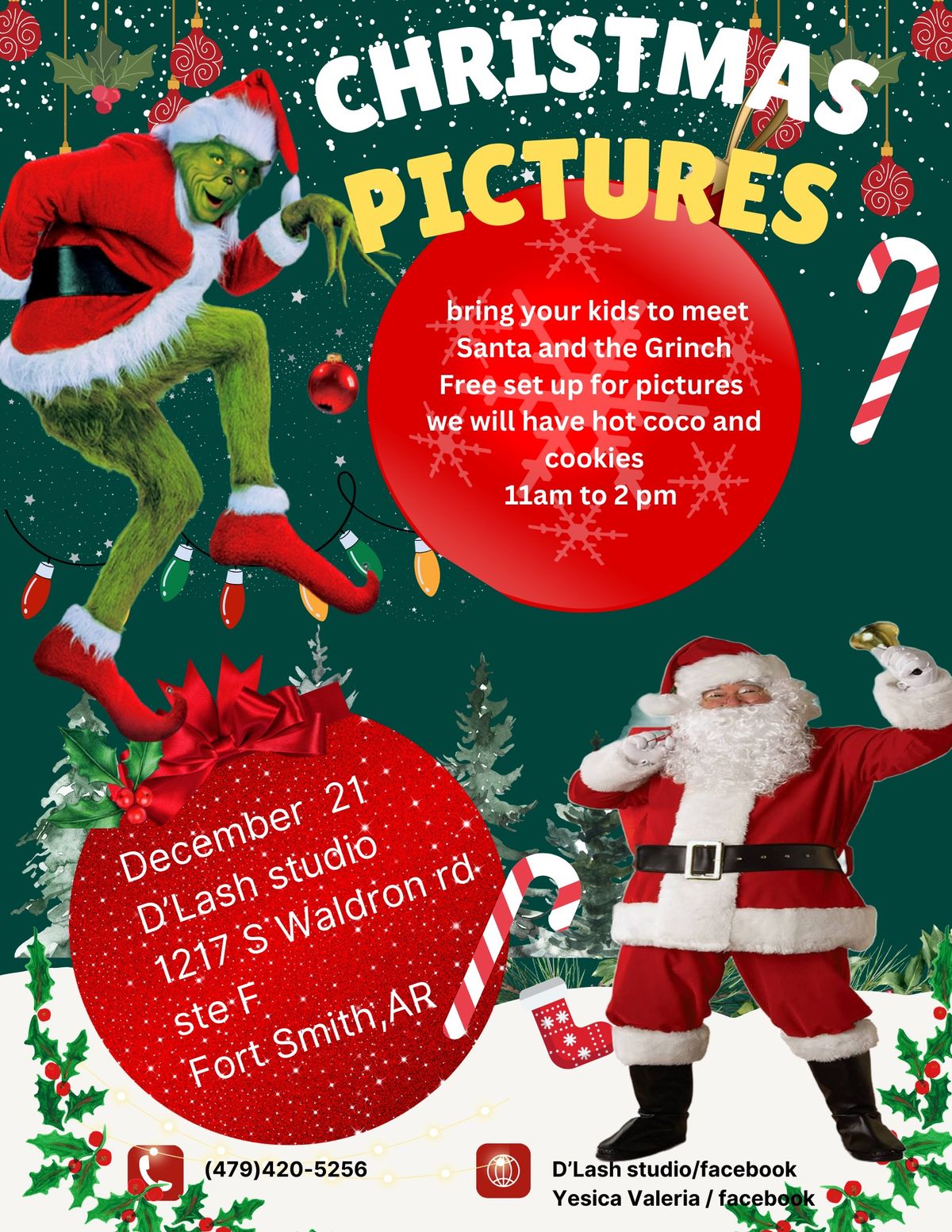 Christmas Pictures with Santa &Grinch hot coco and \ud83c\udf6a 