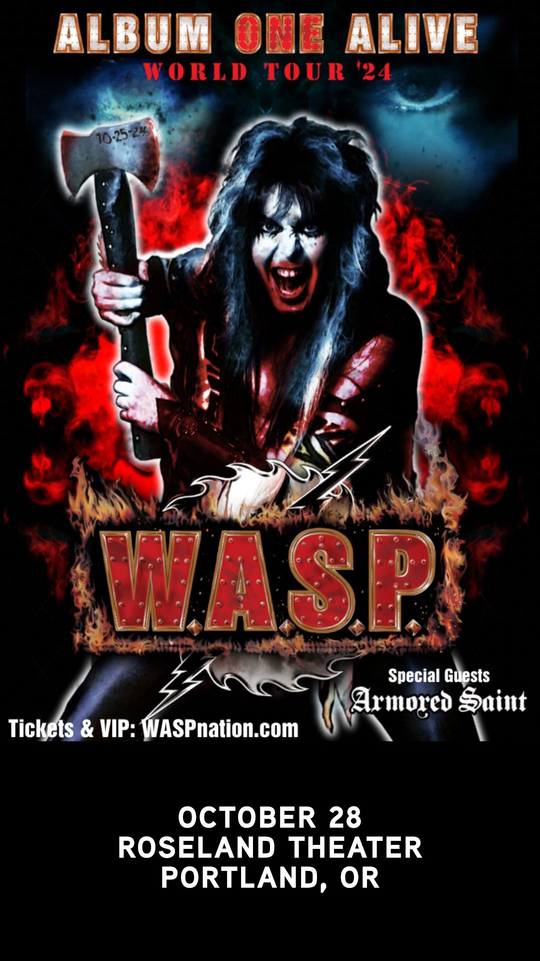 W.A.S.P. ALBUM ONE ALIVE WORLD TOUR '24 - Roseland Theater - Portland, OR