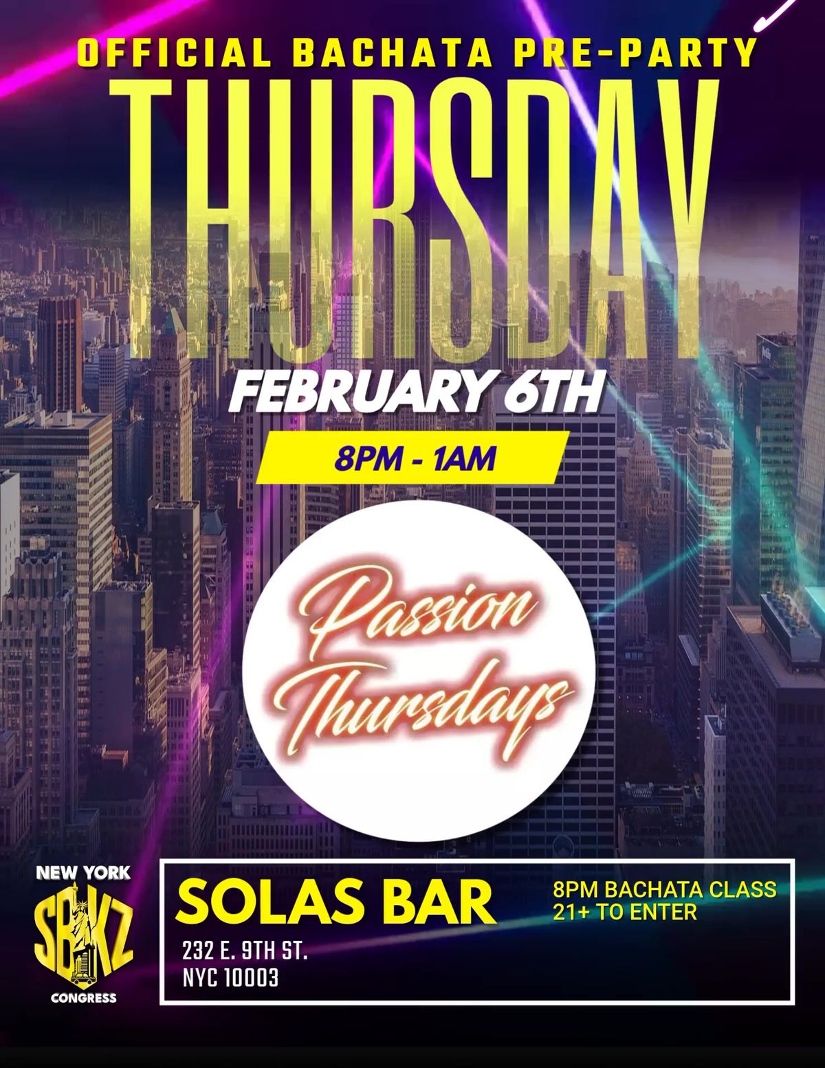 OFFICIAL BACHATA PRE-PARTY | New York SBKZ Congress | Thurs, Feb 6, 2025 