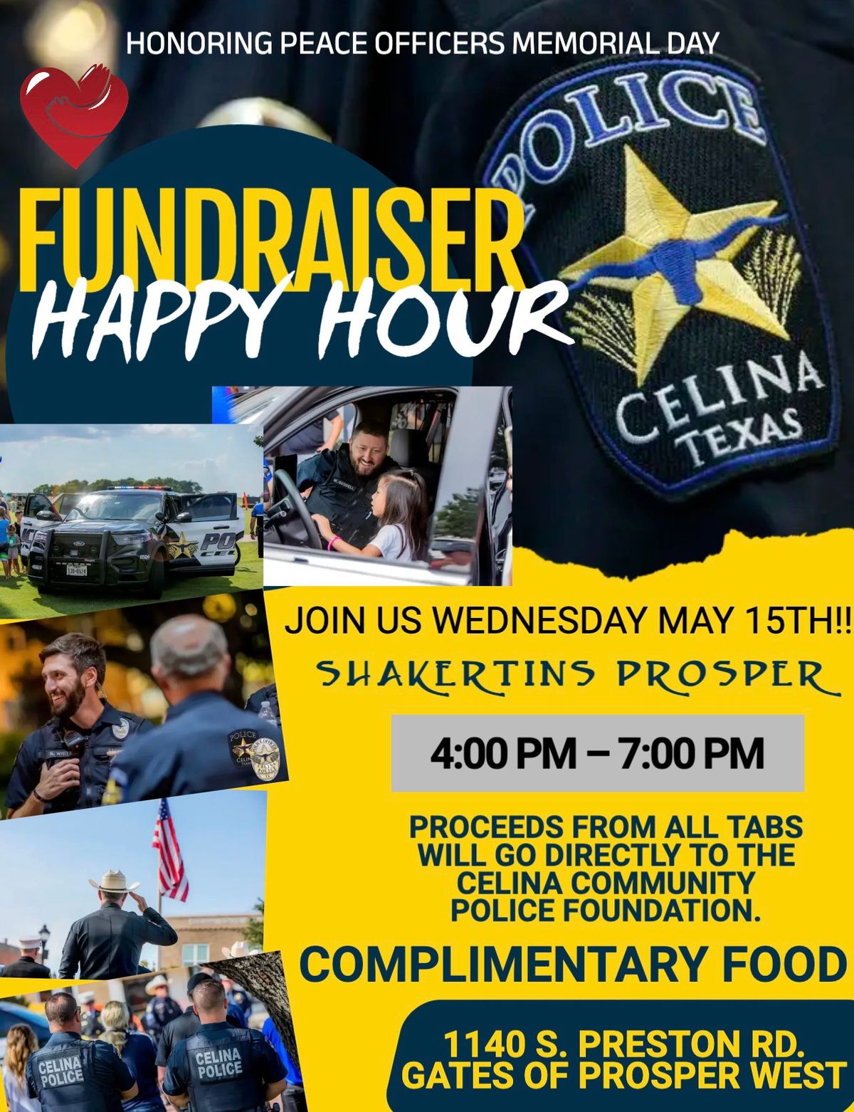 CELINA PD CHARITY FUNDRAISER HAPPY HOUR AT SHAKERTINS PROSPER