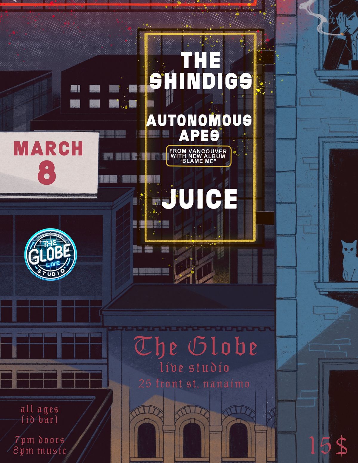 INDIE ROCK SHOW @ The Globe w\/ The Shindigs, Autonomous Apes, Juice 