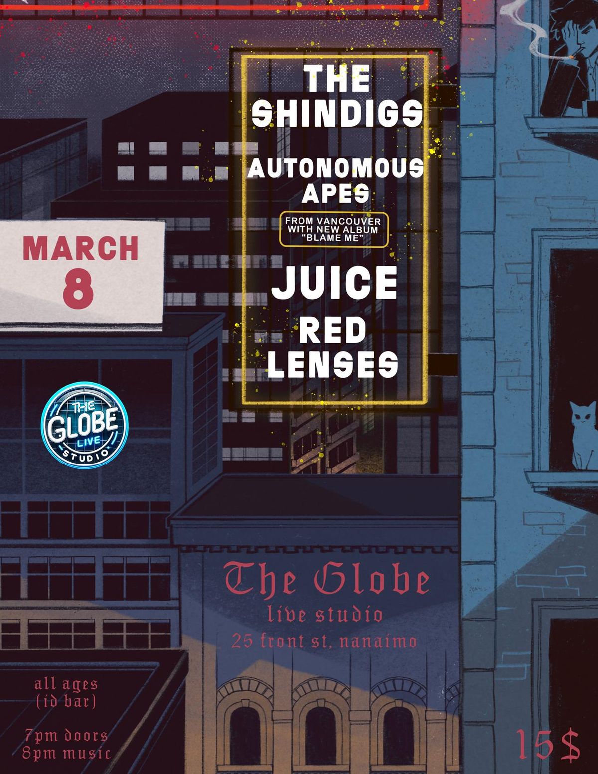 INDIE ROCK SHOW @ The Globe w\/ The Shindigs, Autonomous Apes, Red Lenses Juice 