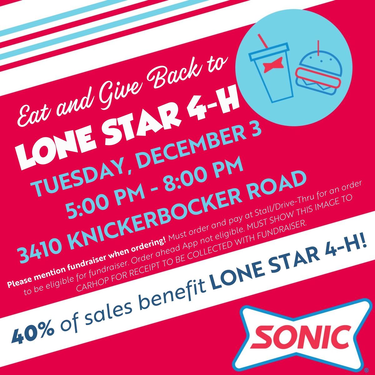 Lone Star 4-H Sonic Fundraiser Night