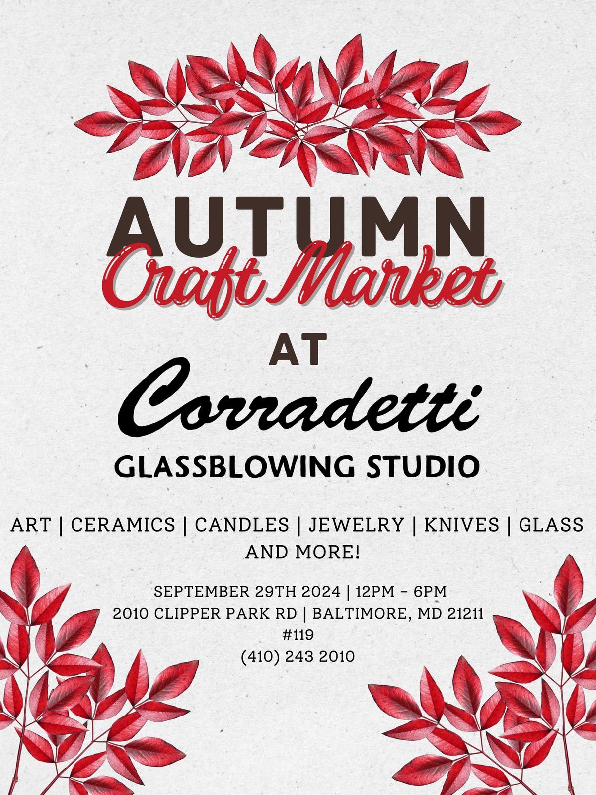 Autumn Craft Market at Corradetti Glass Studio