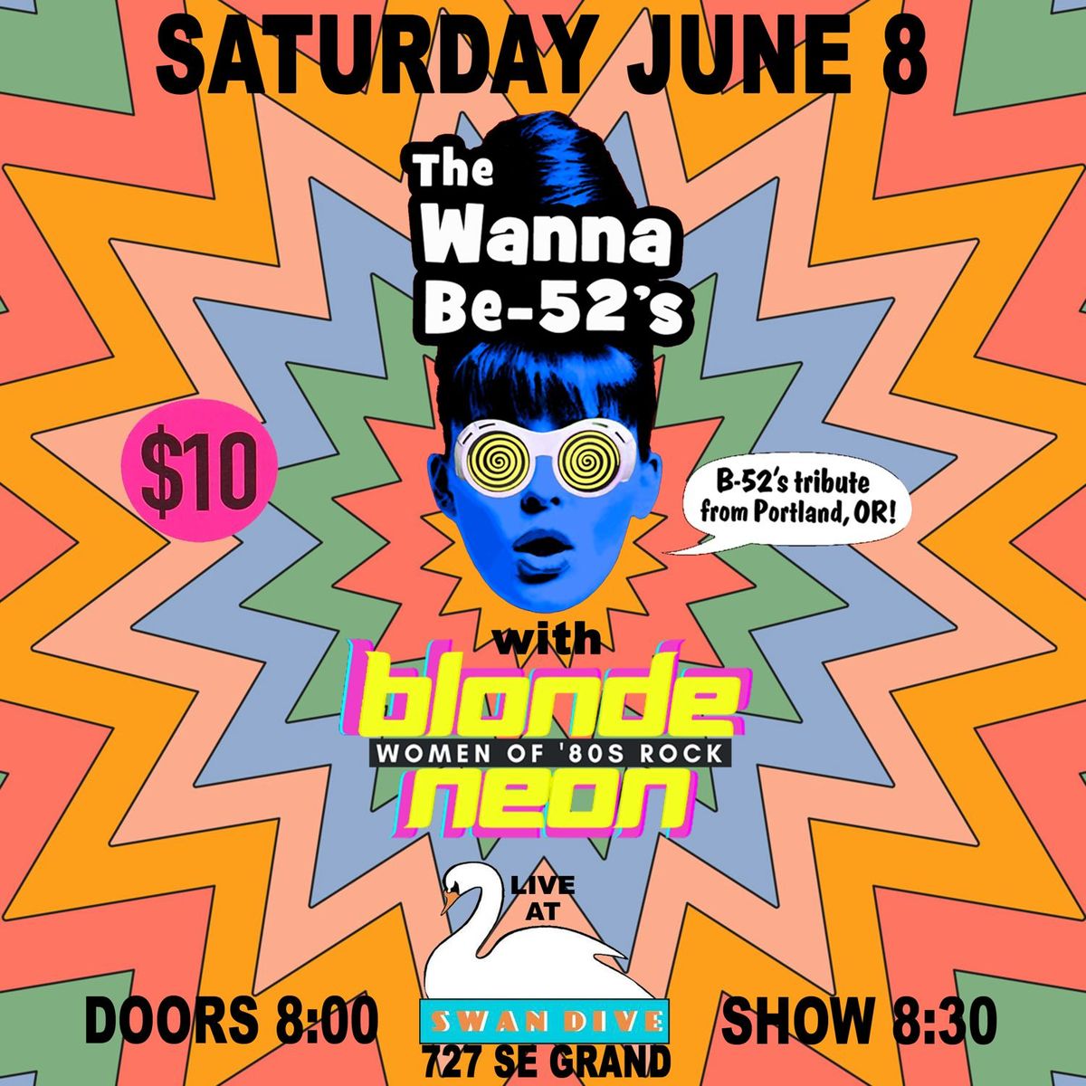 New Wave Night: The Wanna Be-52's + Blonde Neon at Swan Dive!!! 