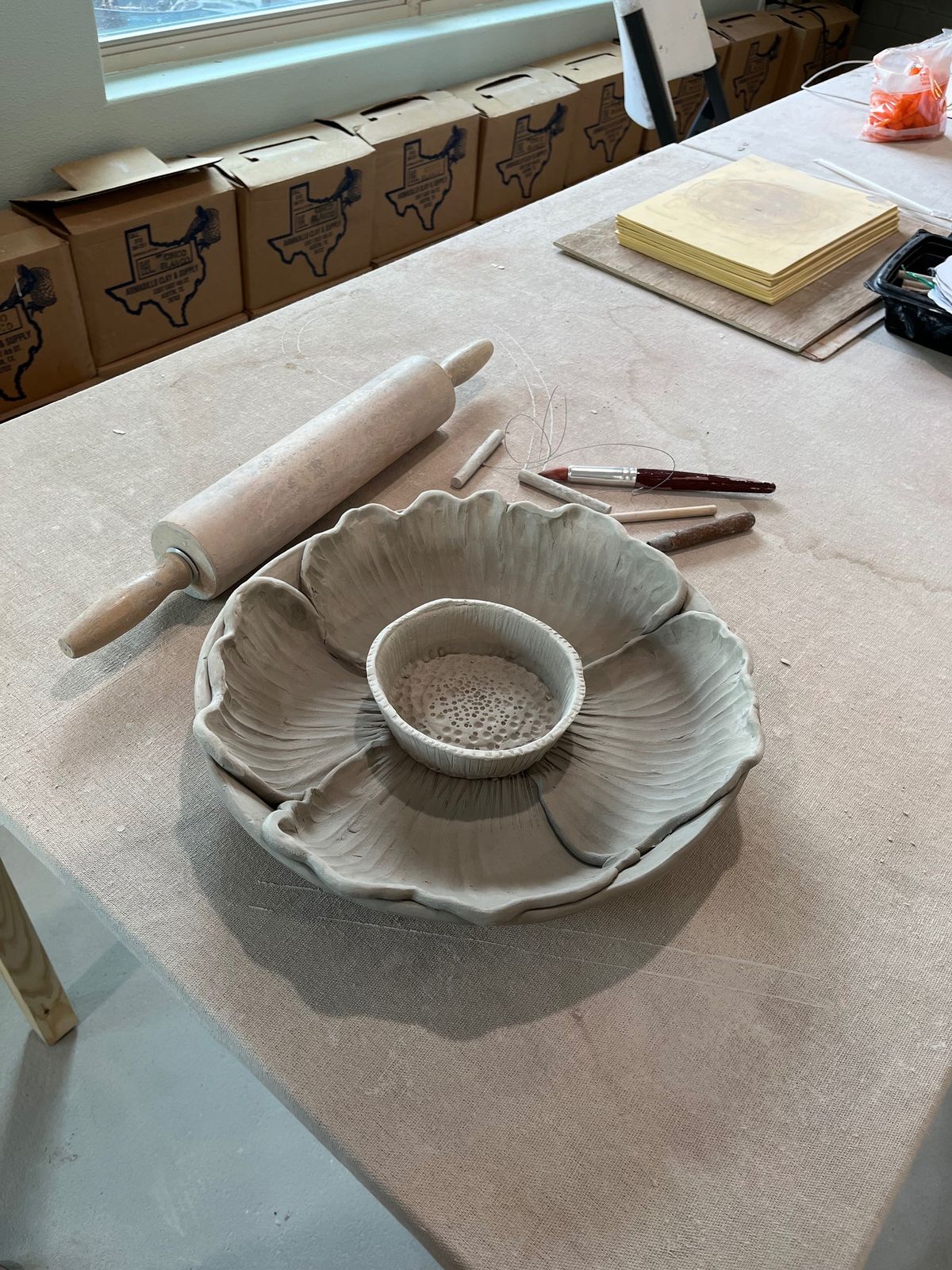 Adult Clay Poppy Chip and Dip Bowl
