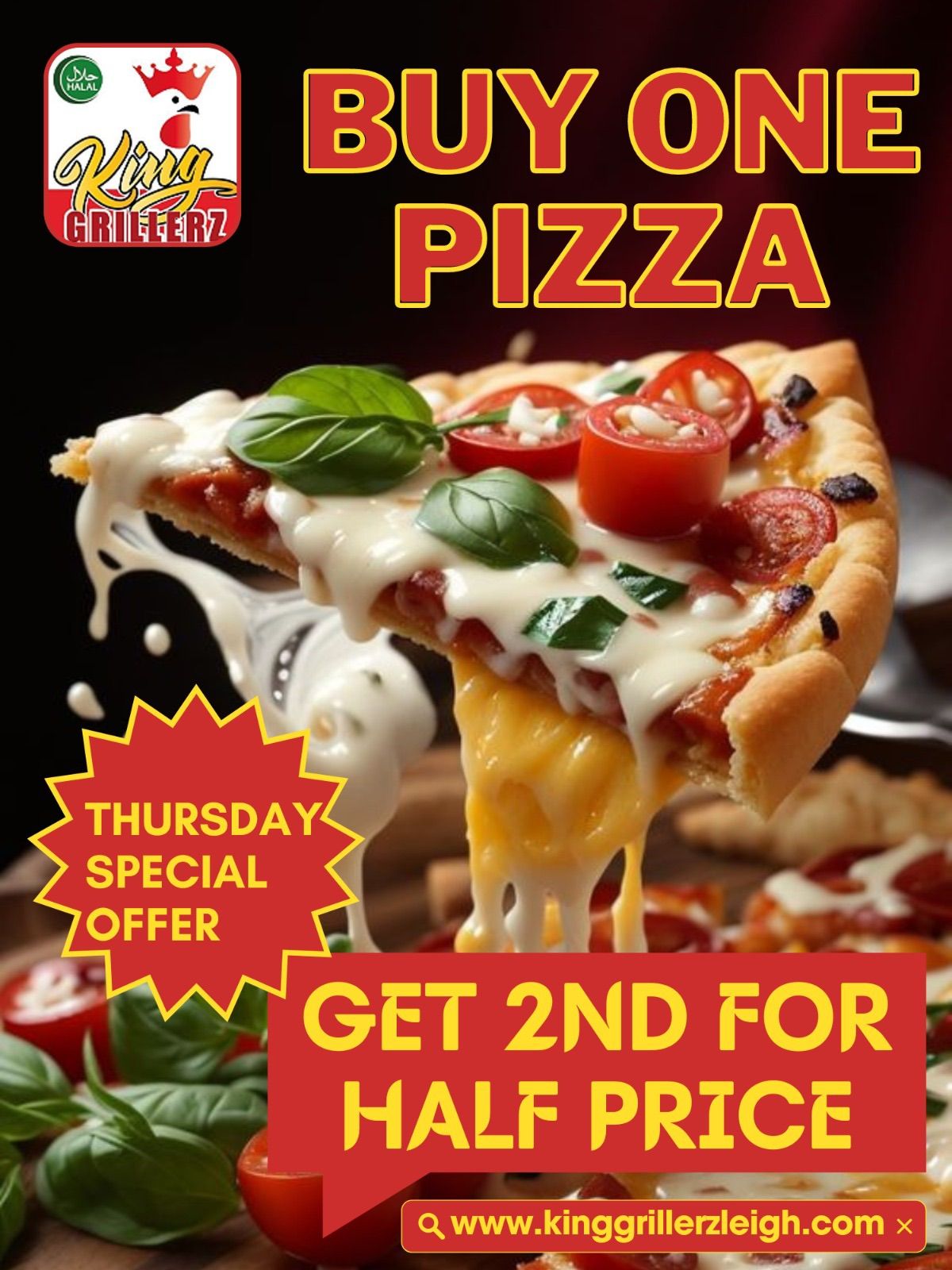 Buy one Get One Half pizza Every Thursday 