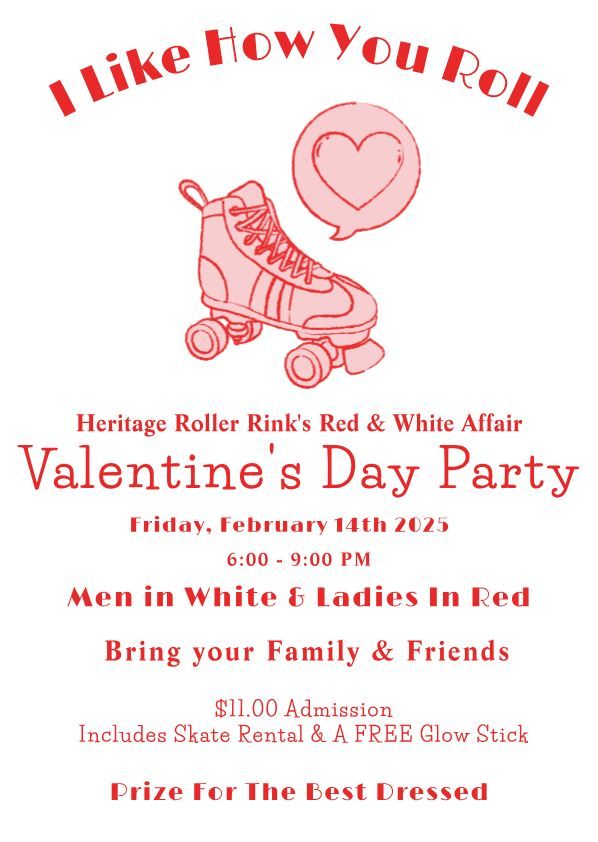 Heritage Roller Rink\u2019s Red and White Valentine\u2019s Day Party