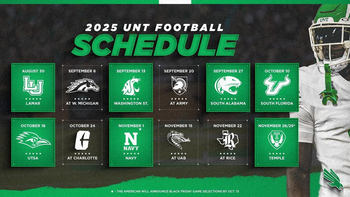 2025 North Texas Mean Green Football Season Tickets (Includes Tickets To All Regular Season Home Games)