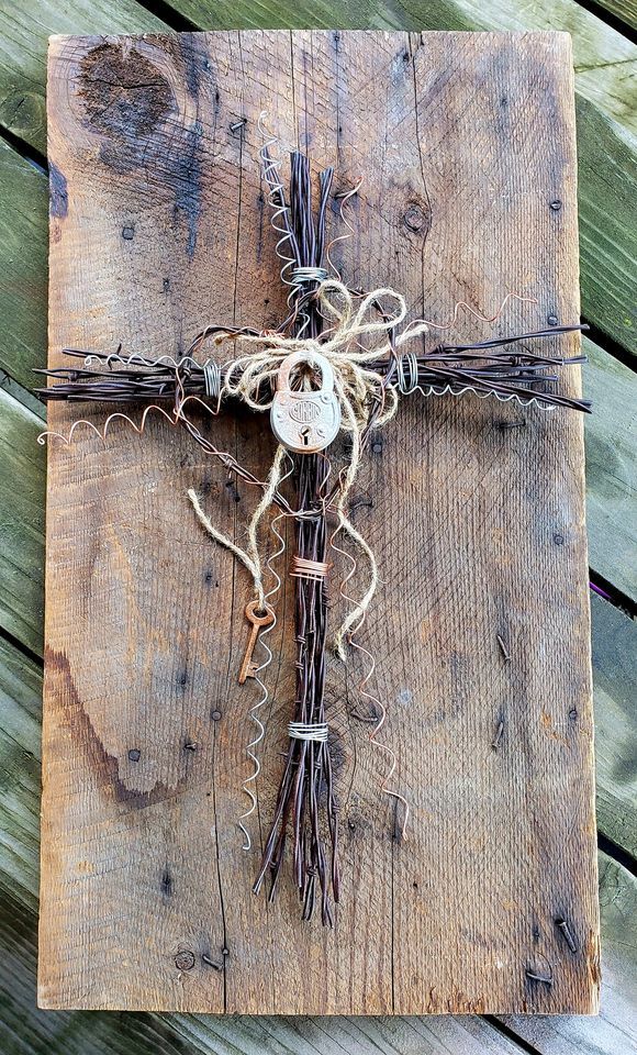 Barbed Wire Cross with Whitney