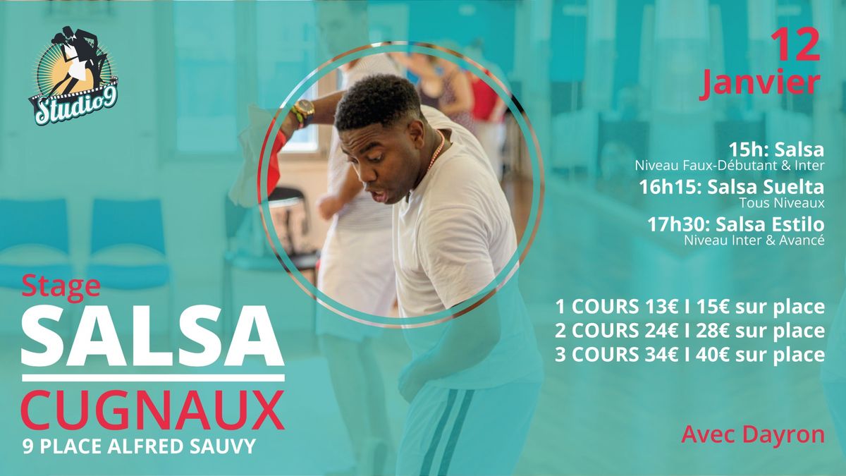 STAGE SALSA CUGNAUX 12 JANVIER 2025 avec DAYRON 