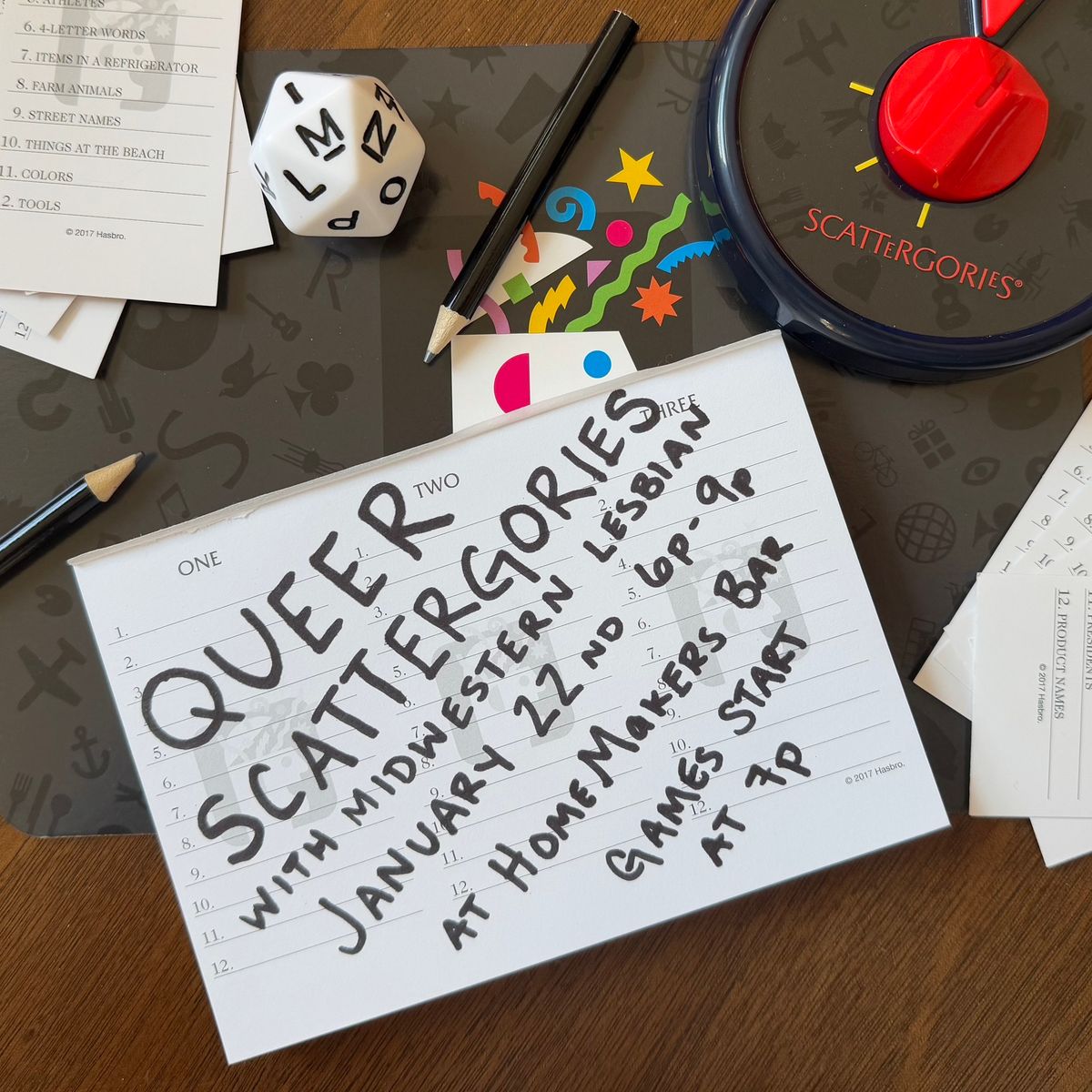 Queer Scattergories Night